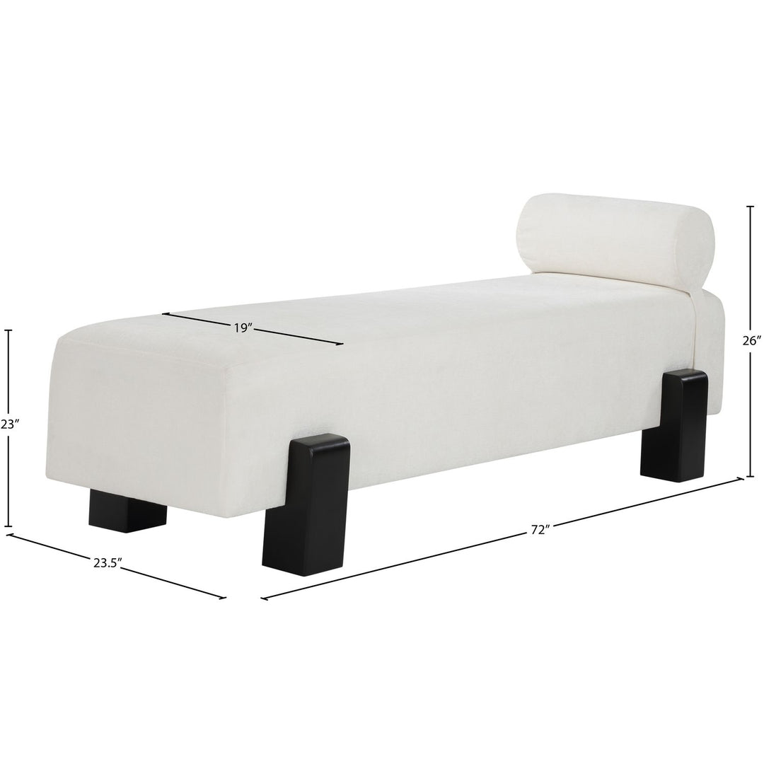 Edison Chenille Fabric Upholstered Bench — Cream / Black