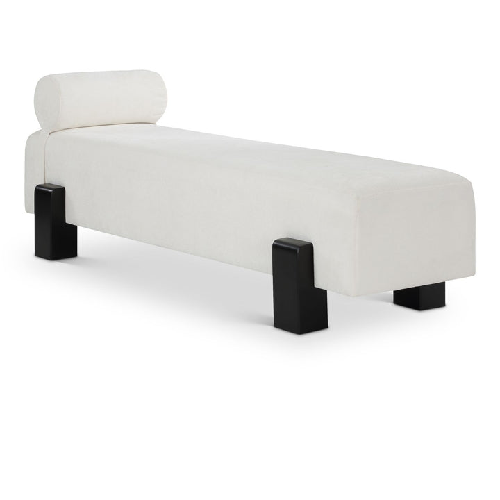 Edison Chenille Fabric Upholstered Bench — Cream / Black