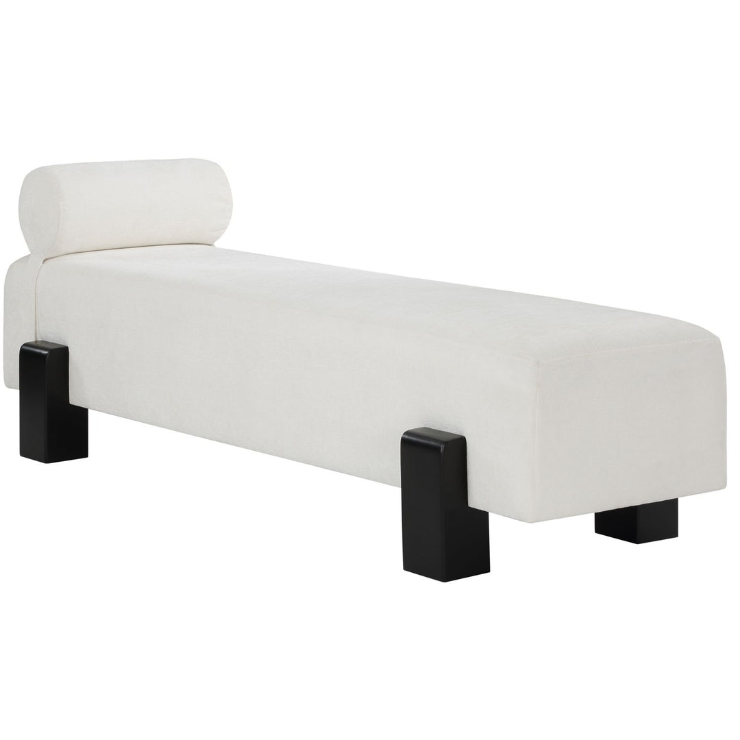 Edison Chenille Fabric Upholstered Bench — Cream / Black