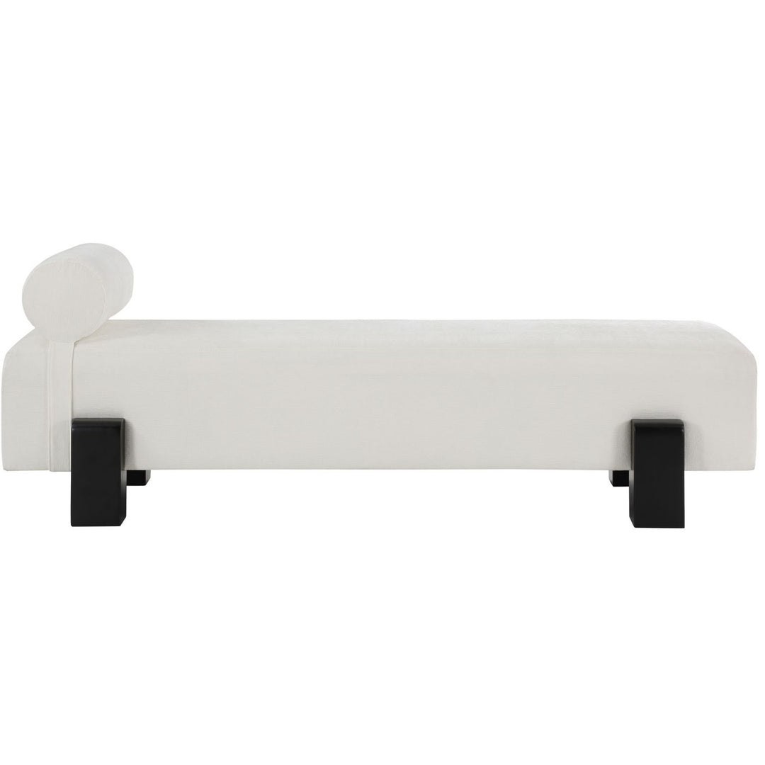 Edison Chenille Fabric Upholstered Bench — Cream / Black