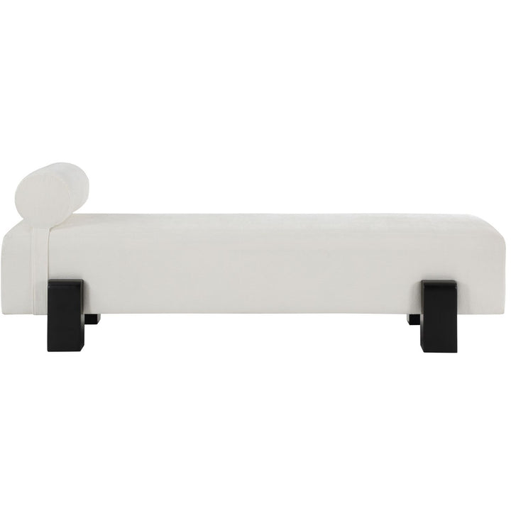Edison Chenille Fabric Upholstered Bench — Cream / Black