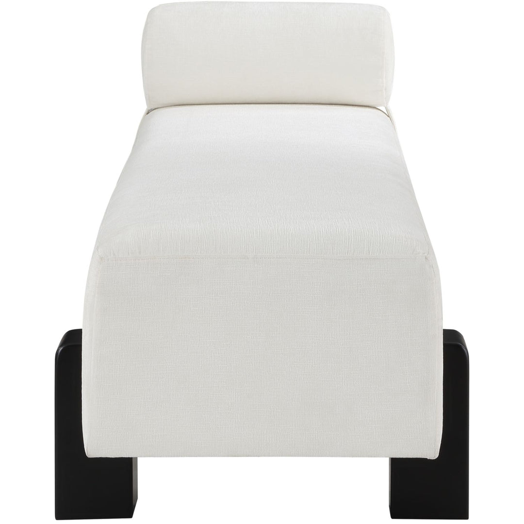 Edison Chenille Fabric Upholstered Bench — Cream / Black