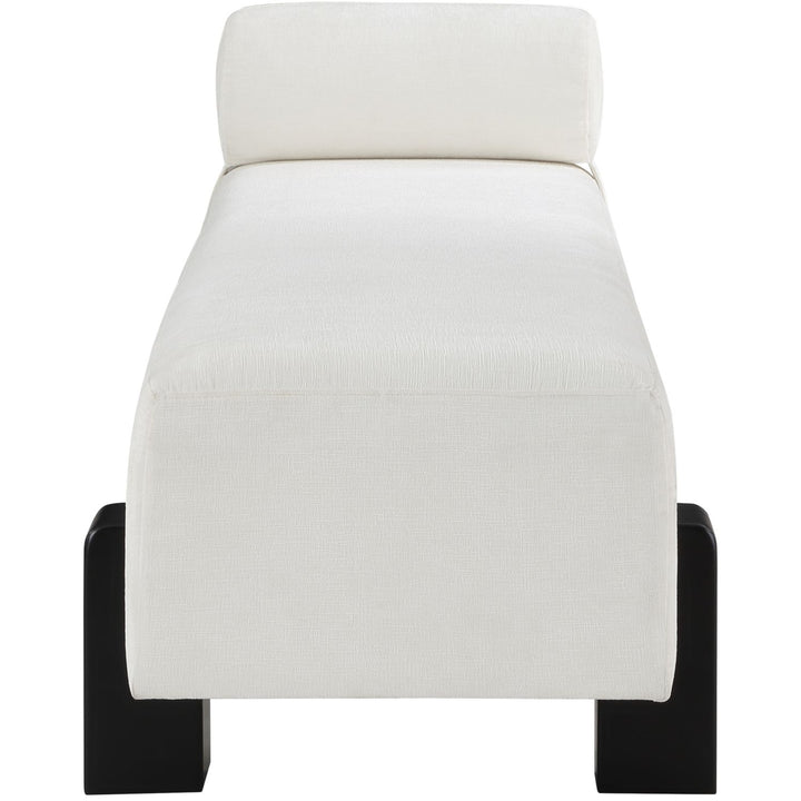 Edison Chenille Fabric Upholstered Bench — Cream / Black