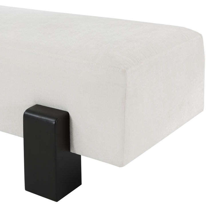 Edison Chenille Fabric Upholstered Bench — Cream / Black