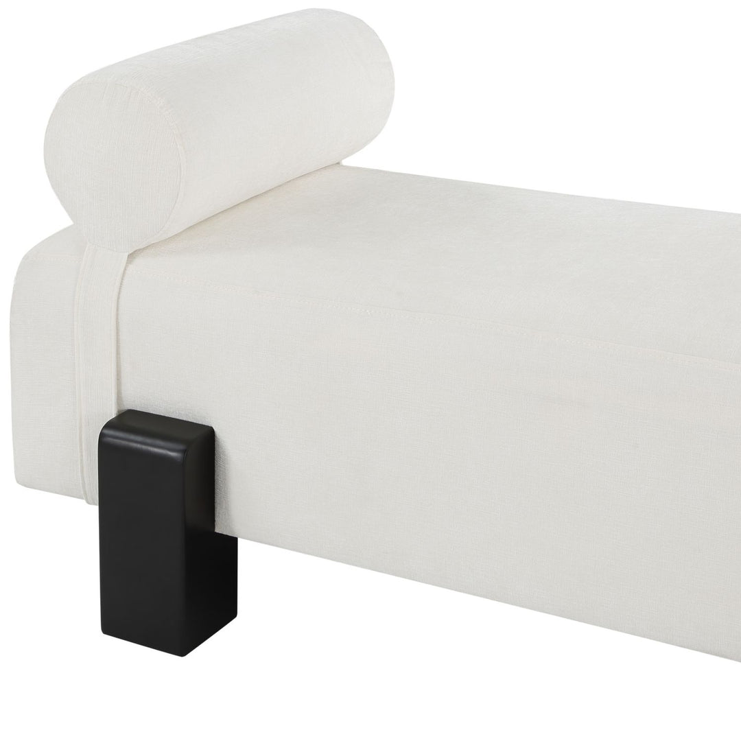 Edison Chenille Fabric Upholstered Bench — Cream / Black