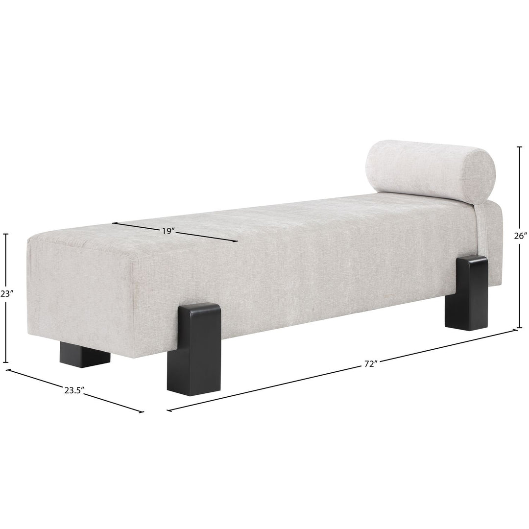 Edison Chenille Fabric Upholstered Bench — Grey / Black