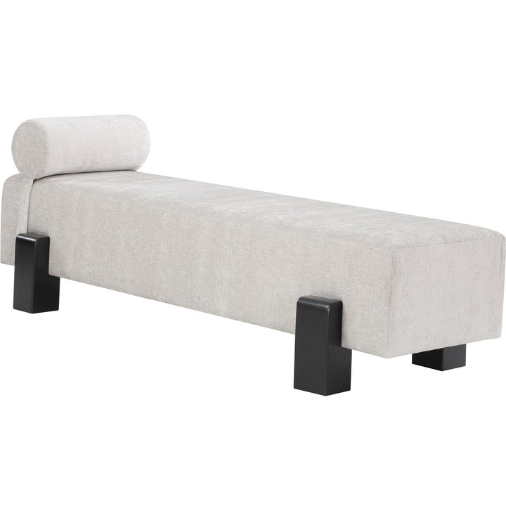 Edison Chenille Fabric Upholstered Bench — Grey / Black