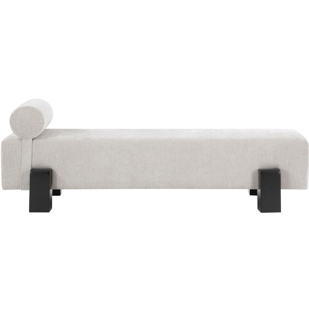 Edison Chenille Fabric Upholstered Bench — Grey / Black