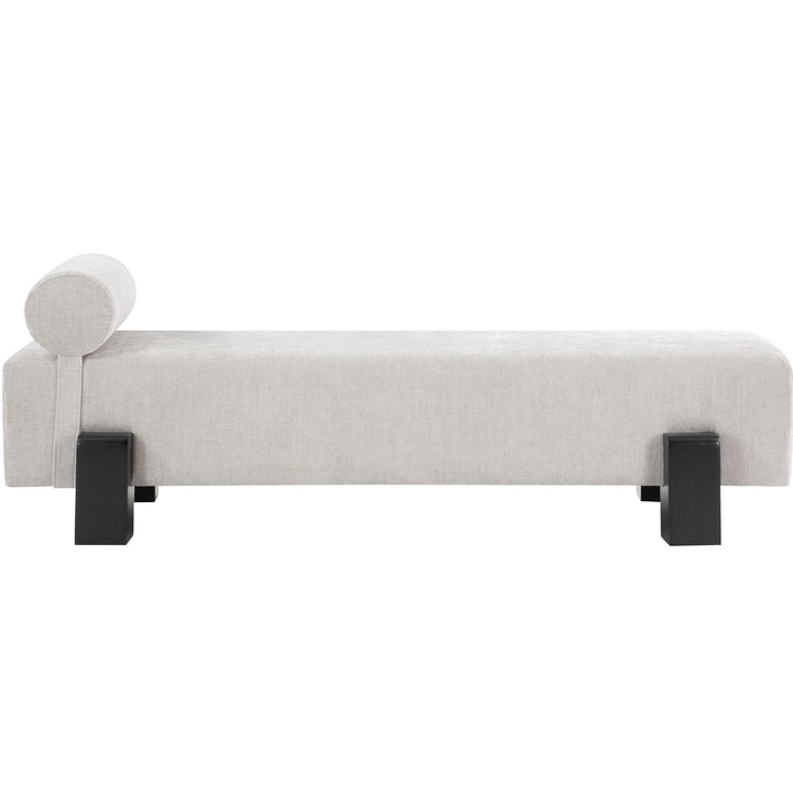 Edison Chenille Fabric Upholstered Bench — Grey / Black