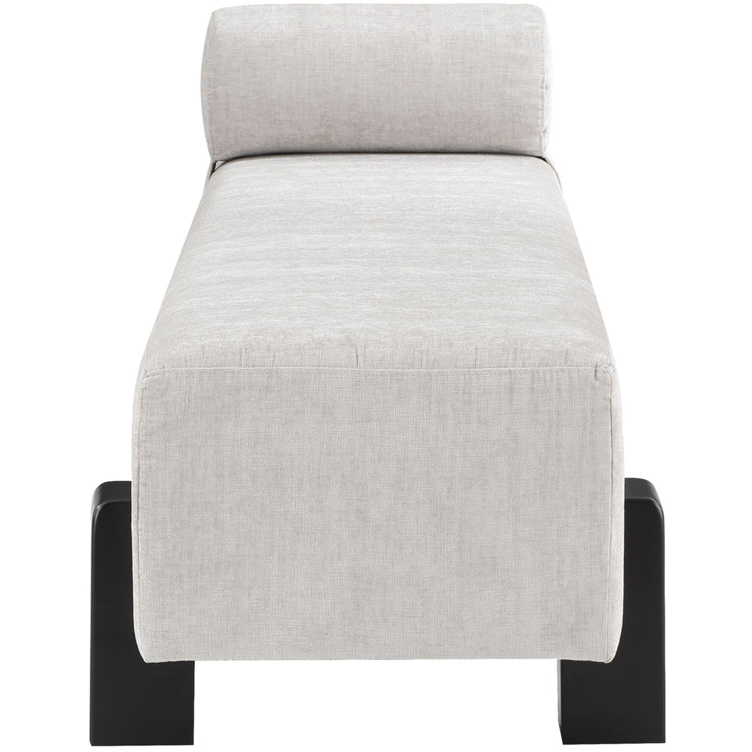 Edison Chenille Fabric Upholstered Bench — Grey / Black