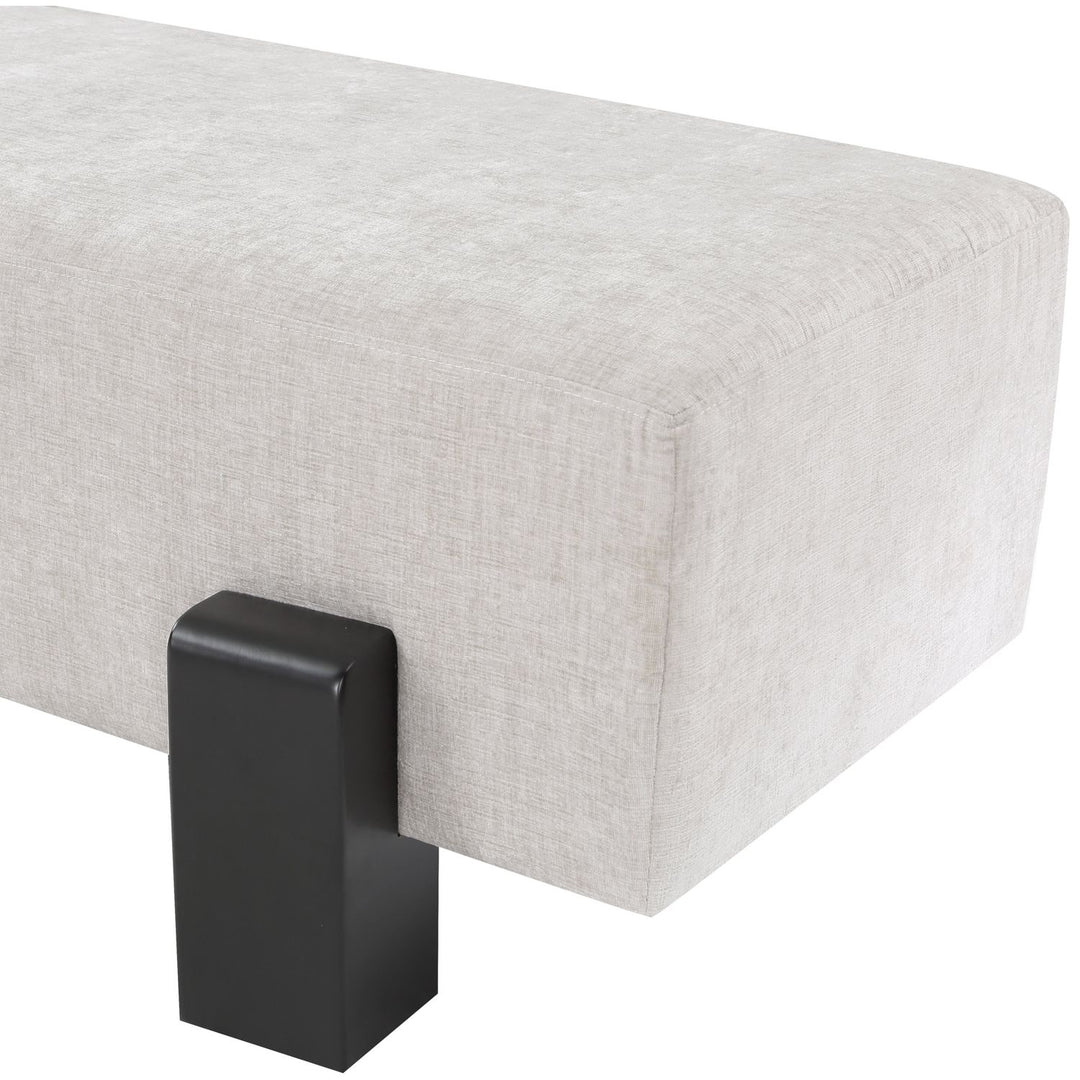 Edison Chenille Fabric Upholstered Bench — Grey / Black