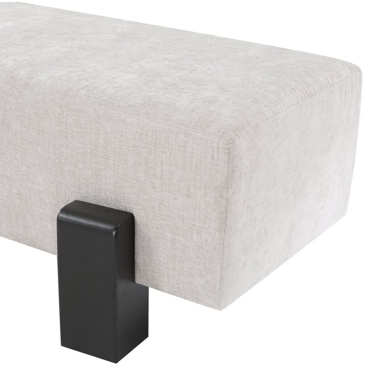 Edison Chenille Fabric Upholstered Bench — Grey / Black