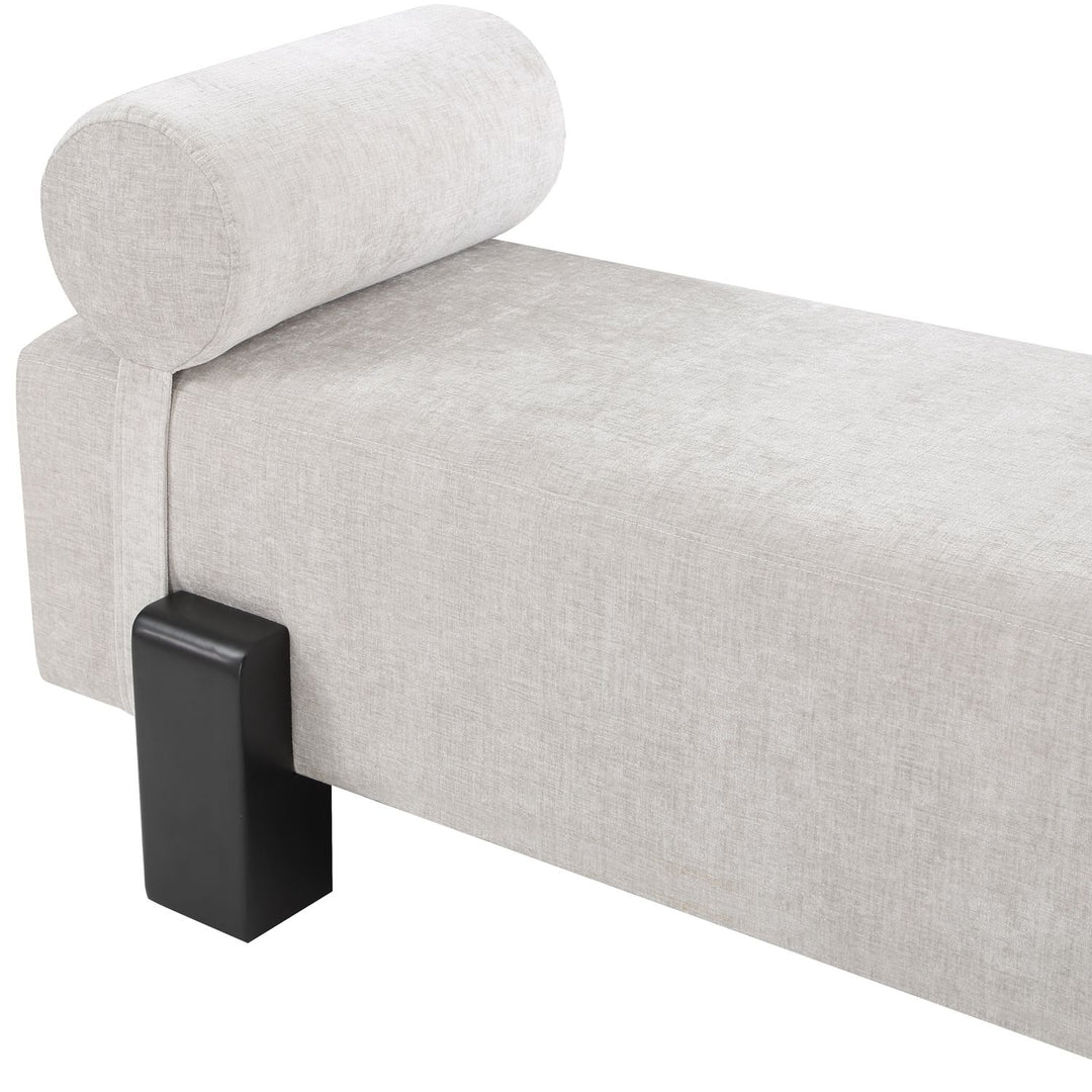 Edison Chenille Fabric Upholstered Bench — Grey / Black