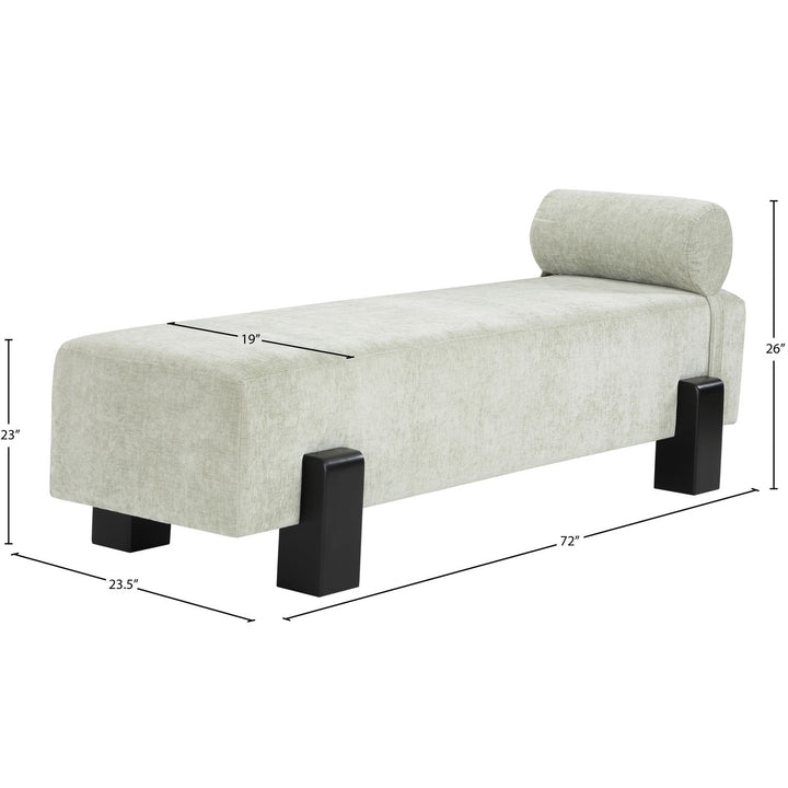 Edison Chenille Fabric Upholstered Bench — Mint Green / Black