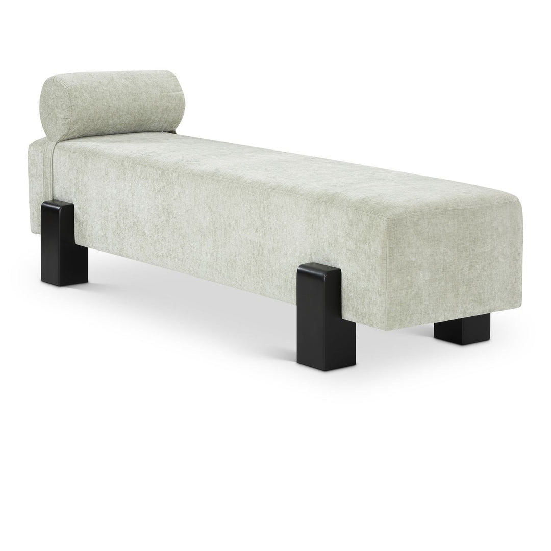 Edison Chenille Fabric Upholstered Bench — Mint Green / Black