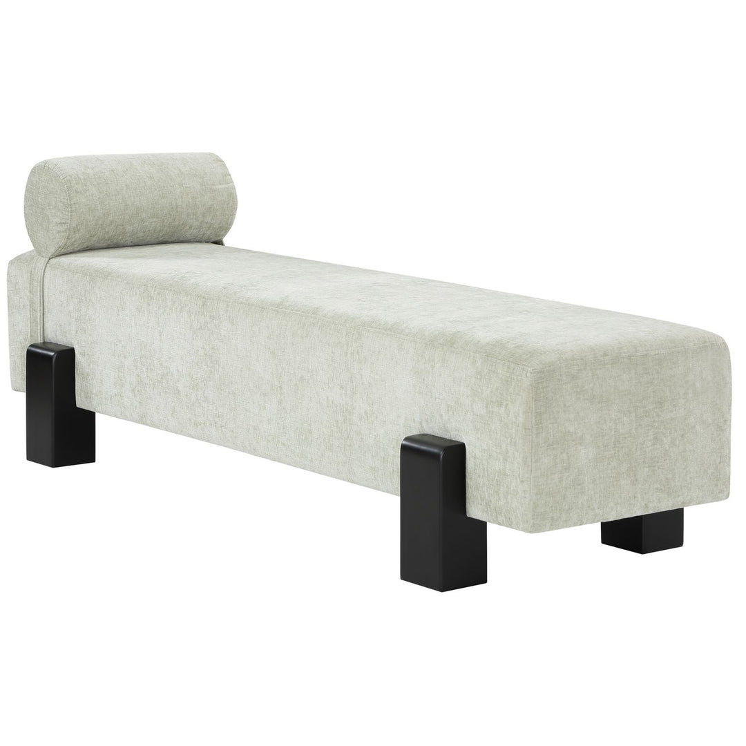 Edison Chenille Fabric Upholstered Bench — Mint Green / Black
