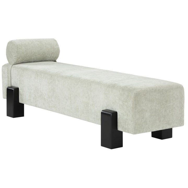 Edison Chenille Fabric Upholstered Bench — Mint Green / Black