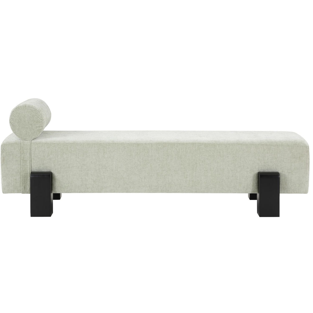Edison Chenille Fabric Upholstered Bench — Mint Green / Black