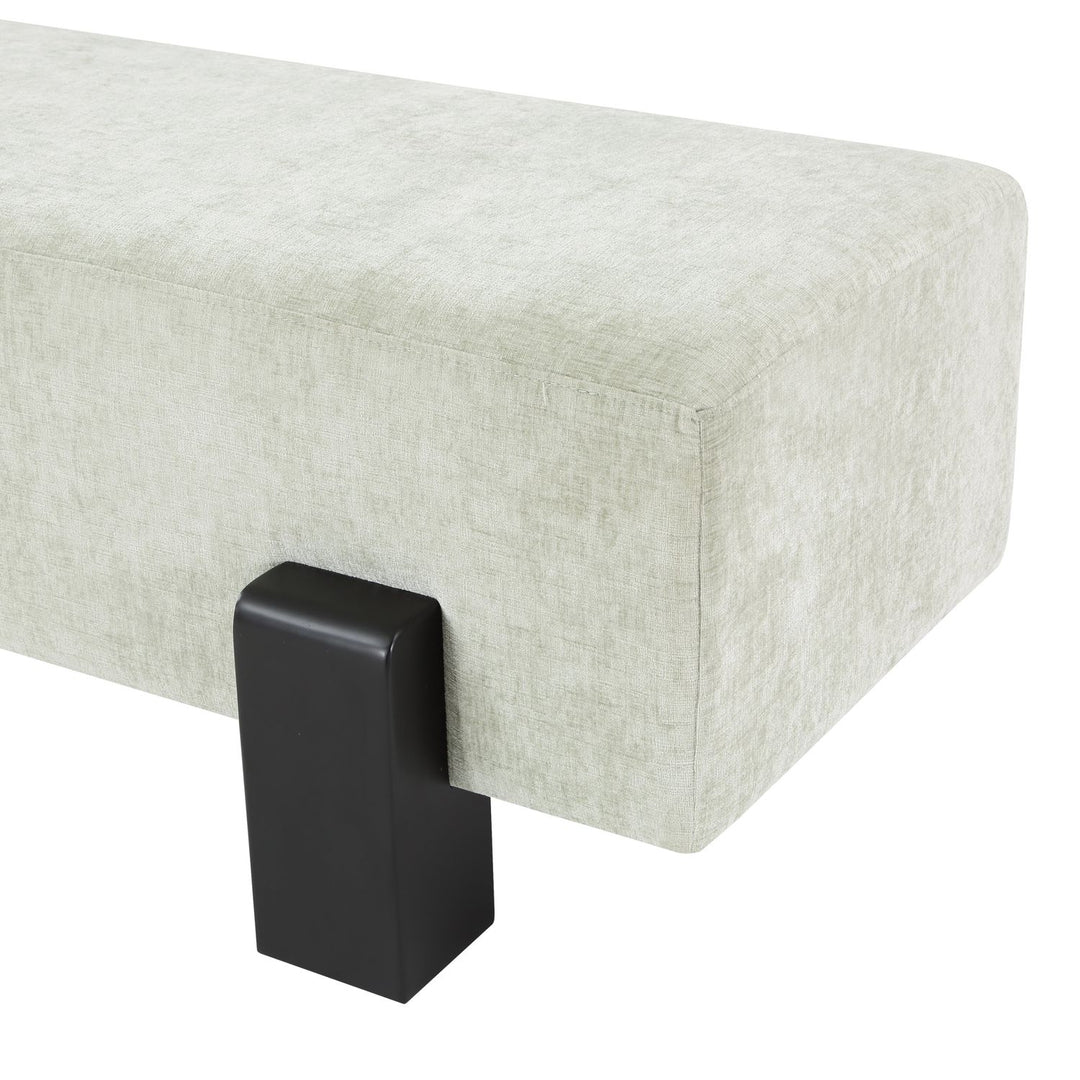 Edison Chenille Fabric Upholstered Bench — Mint Green / Black