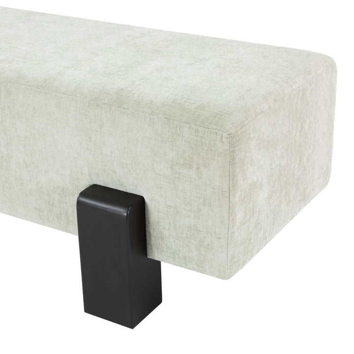 Edison Chenille Fabric Upholstered Bench — Mint Green / Black