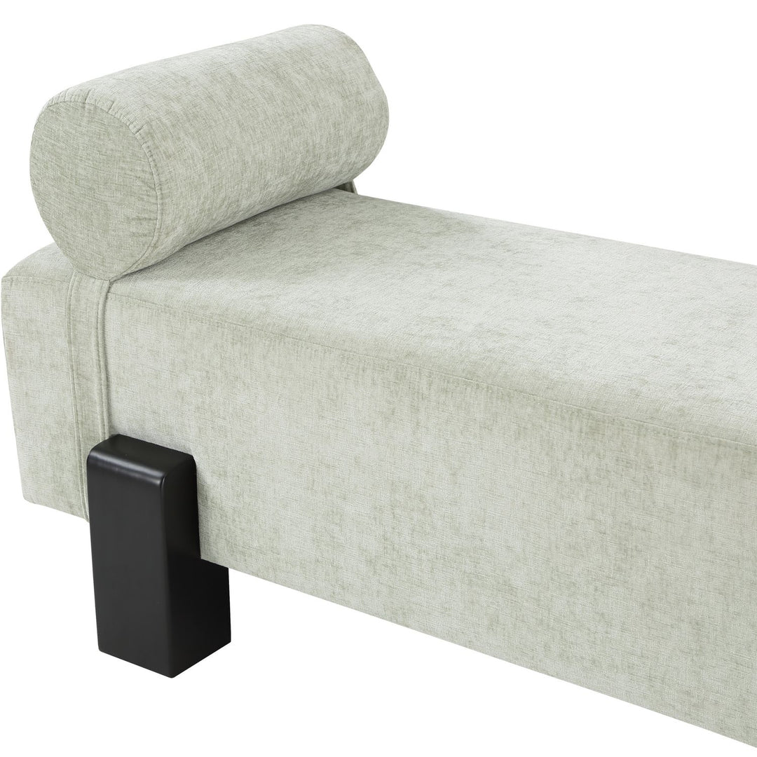 Edison Chenille Fabric Upholstered Bench — Mint Green / Black