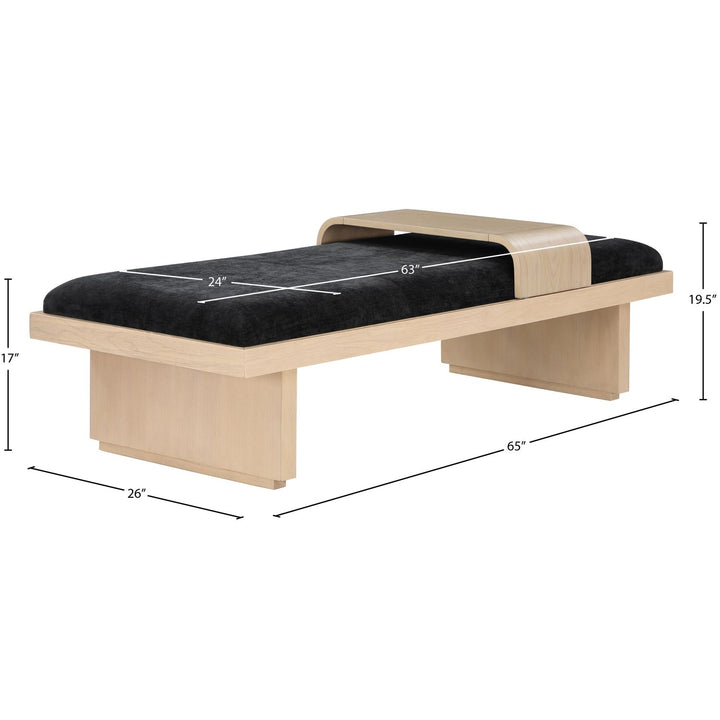 Arlington Chenille Fabric Upholstered Bench — Black / Natural