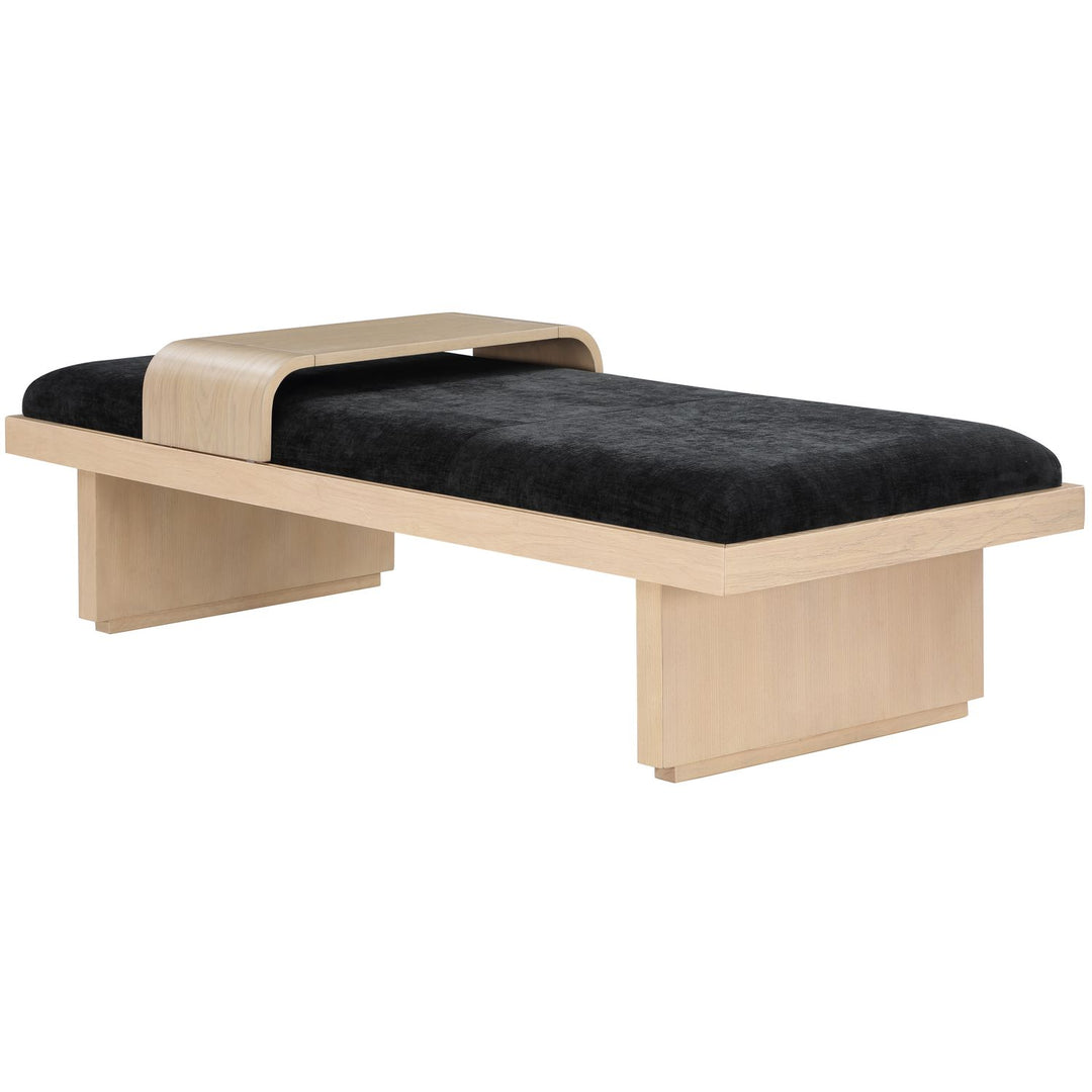 Arlington Chenille Fabric Upholstered Bench — Black / Natural