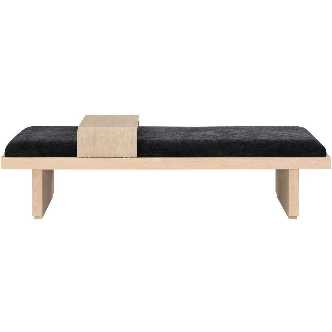 Arlington Chenille Fabric Upholstered Bench — Black / Natural