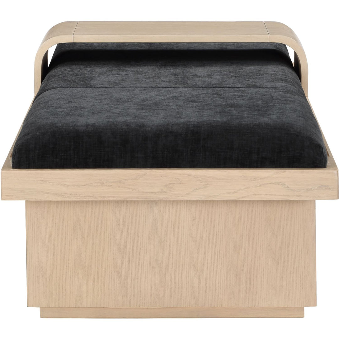 Arlington Chenille Fabric Upholstered Bench — Black / Natural