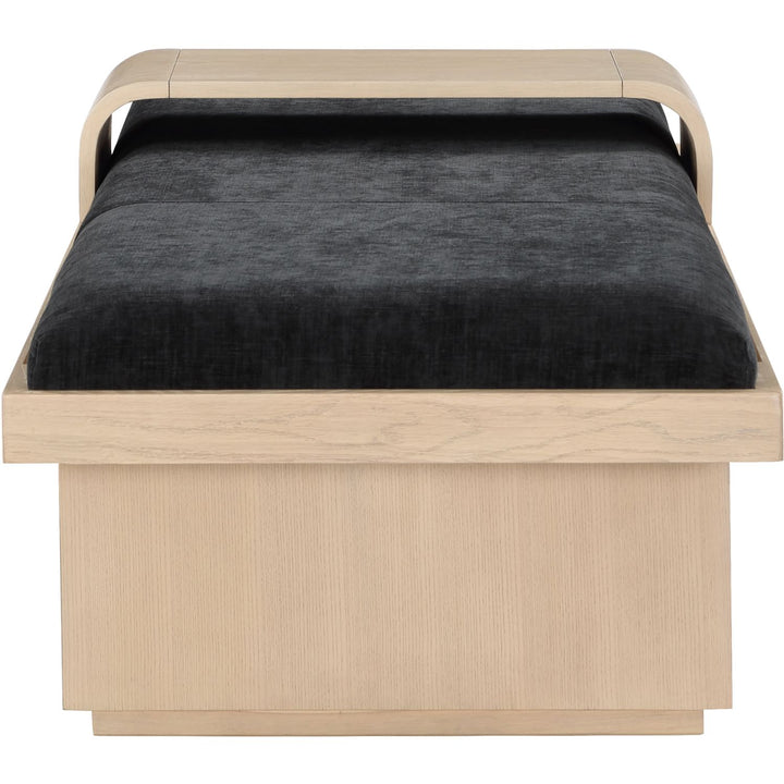 Arlington Chenille Fabric Upholstered Bench — Black / Natural
