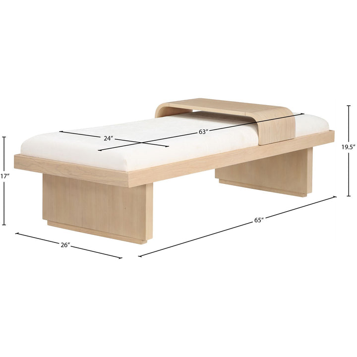Arlington Chenille Fabric Upholstered Bench — Cream / Natural