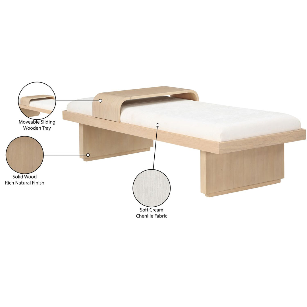 Arlington Chenille Fabric Upholstered Bench — Cream / Natural