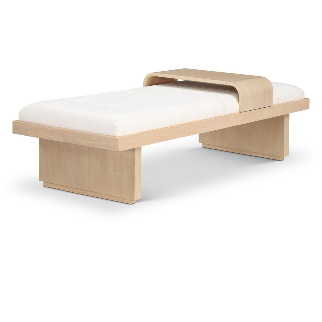 Arlington Chenille Fabric Upholstered Bench — Cream / Natural
