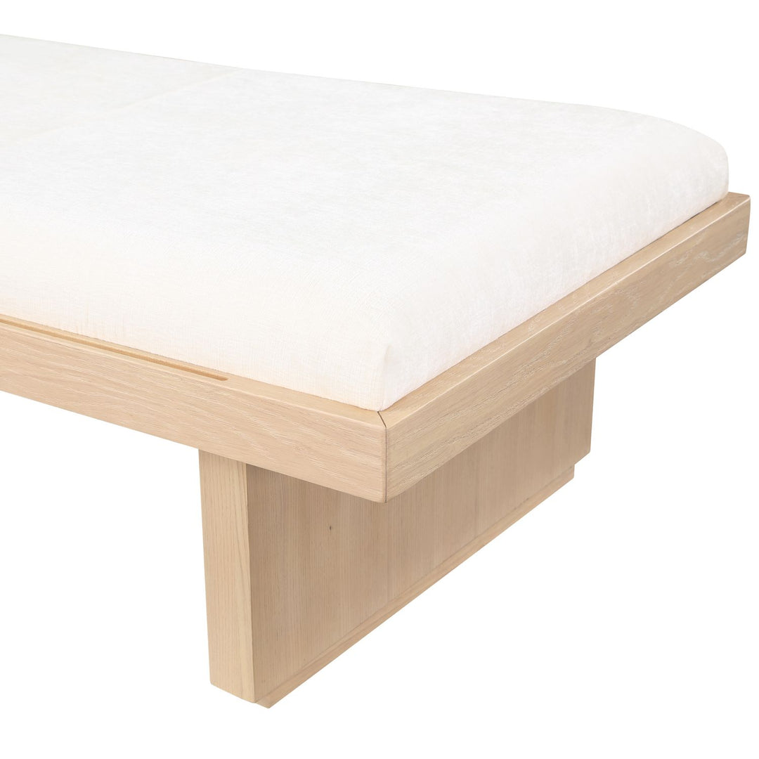 Arlington Chenille Fabric Upholstered Bench — Cream / Natural
