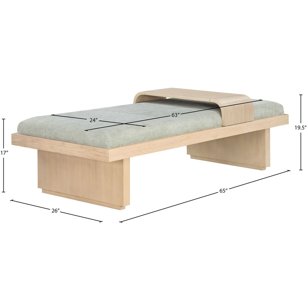 Arlington Chenille Fabric Upholstered Bench — Mint Green / Natural