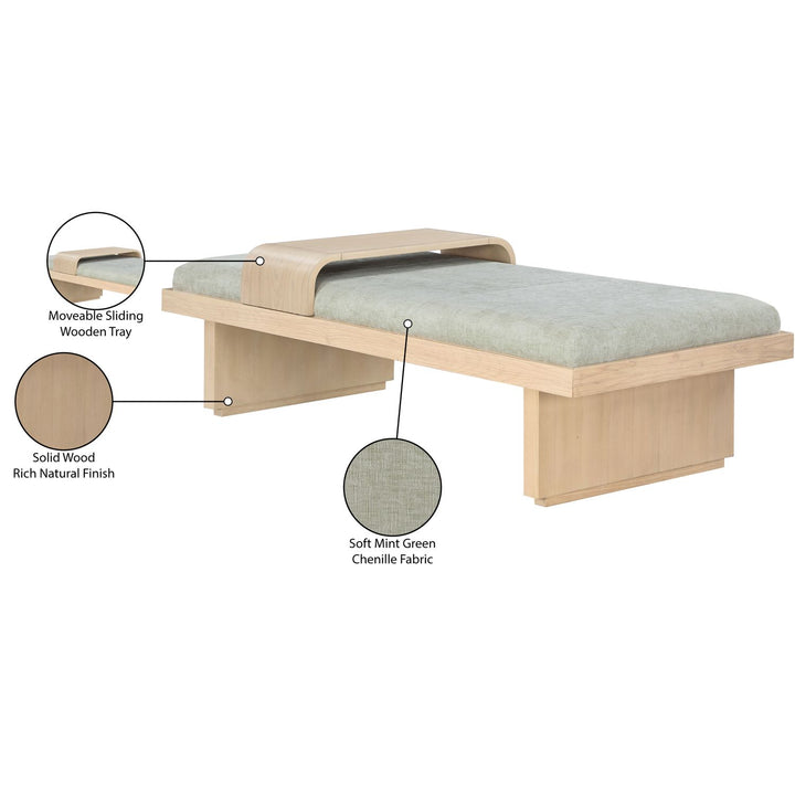 Arlington Chenille Fabric Upholstered Bench — Mint Green / Natural