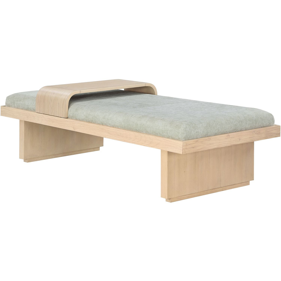 Arlington Chenille Fabric Upholstered Bench — Mint Green / Natural