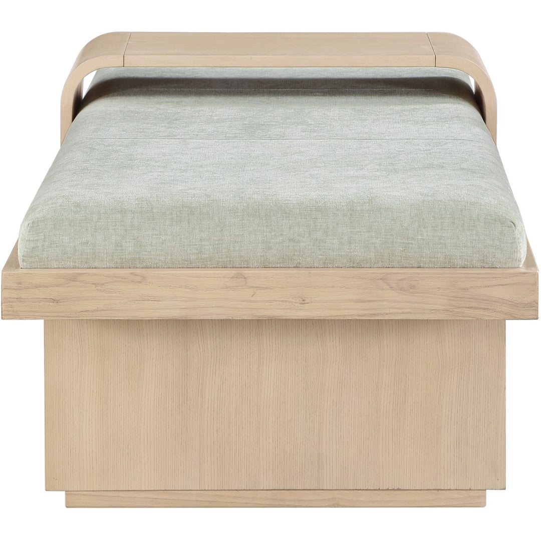 Arlington Chenille Fabric Upholstered Bench — Mint Green / Natural