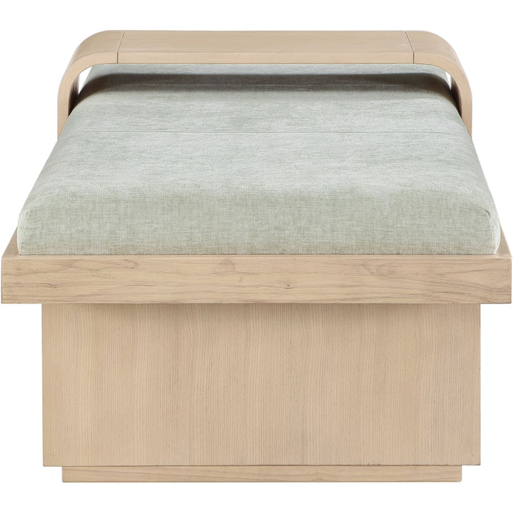 Arlington Chenille Fabric Upholstered Bench — Mint Green / Natural