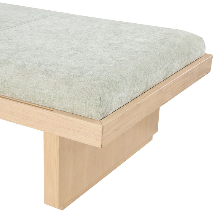 Arlington Chenille Fabric Upholstered Bench — Mint Green / Natural