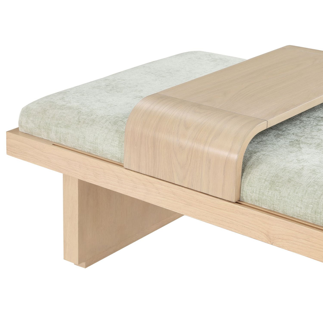 Arlington Chenille Fabric Upholstered Bench — Mint Green / Natural