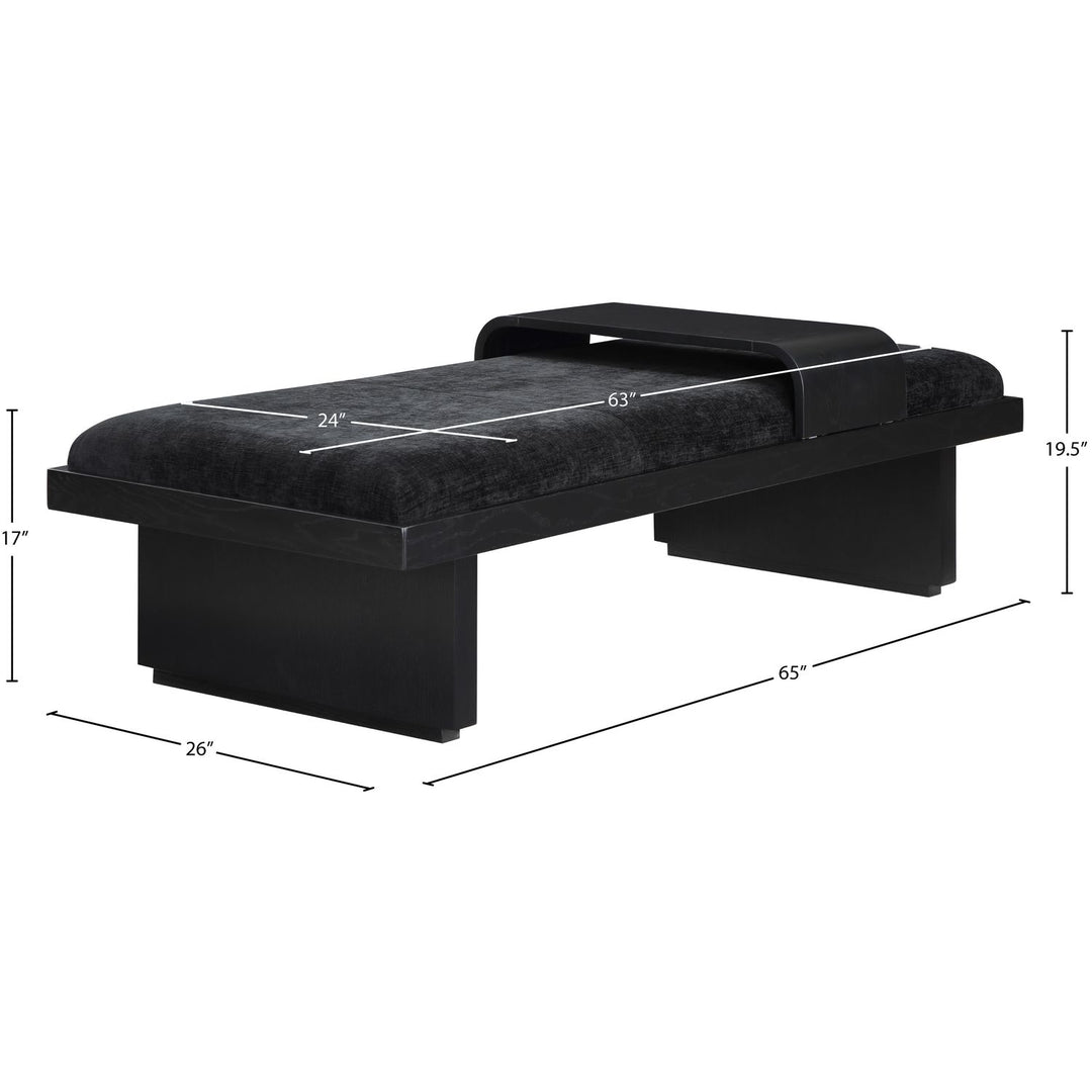 Arlington Chenille Fabric Upholstered Bench — Black / Black