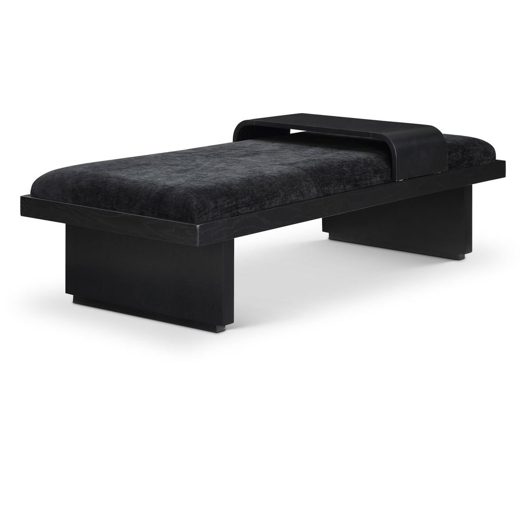 Arlington Chenille Fabric Upholstered Bench — Black / Black