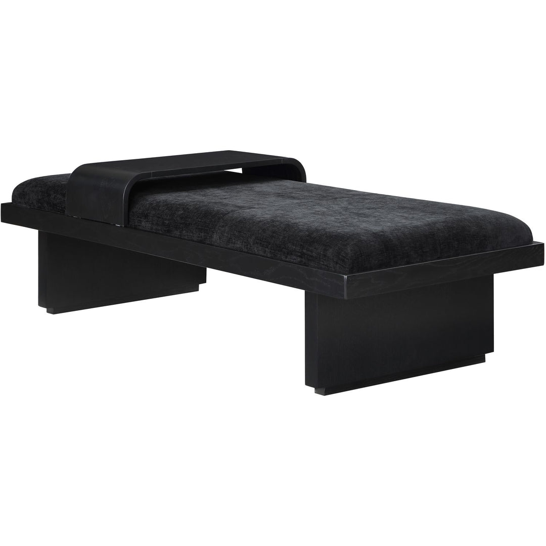 Arlington Chenille Fabric Upholstered Bench — Black / Black