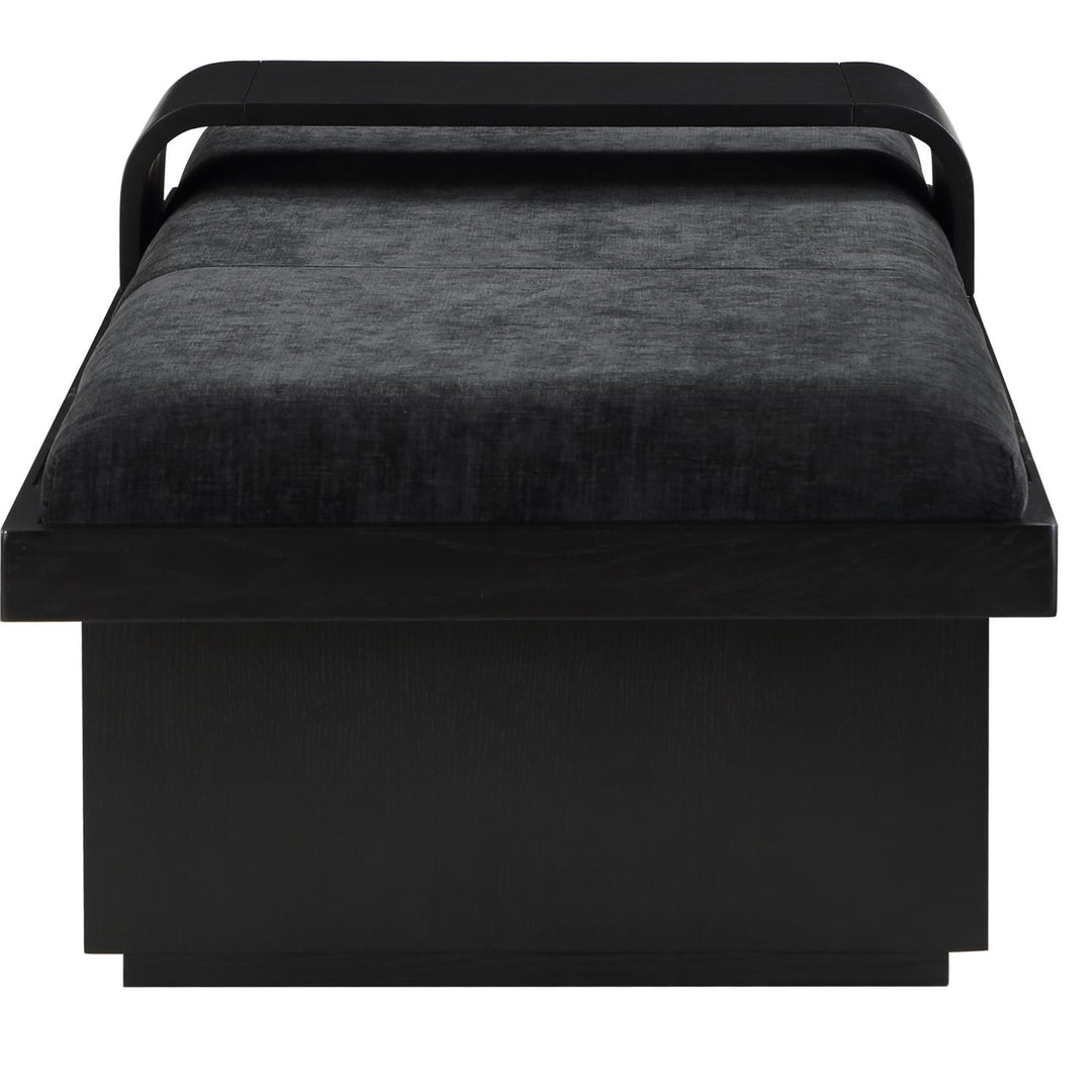 Arlington Chenille Fabric Upholstered Bench — Black / Black