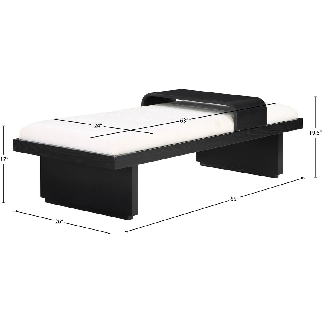 Arlington Chenille Fabric Upholstered Bench — Cream / Black
