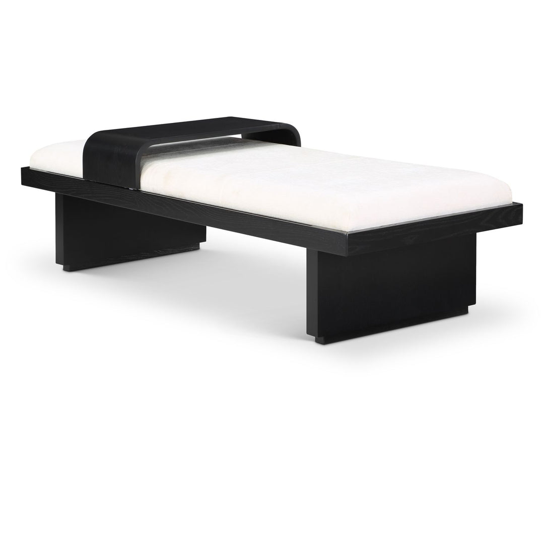 Arlington Chenille Fabric Upholstered Bench — Cream / Black