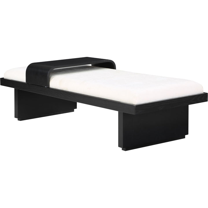 Arlington Chenille Fabric Upholstered Bench — Cream / Black