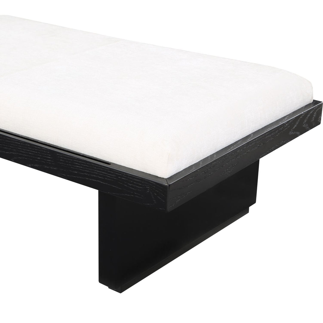 Arlington Chenille Fabric Upholstered Bench — Cream / Black
