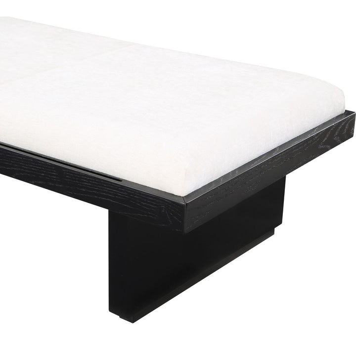 Arlington Chenille Fabric Upholstered Bench — Cream / Black